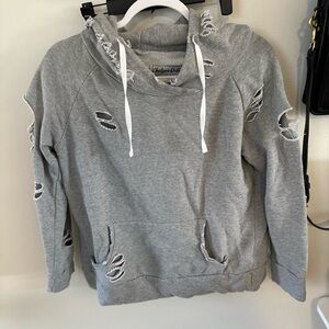 Lily & Lottie Distressed lightweight Gray Hoodie -Small
